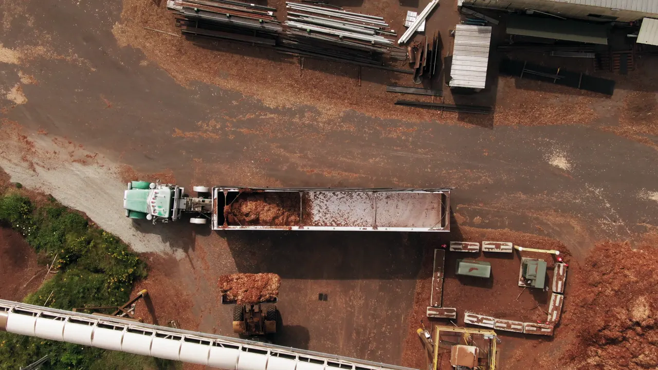 Freight being loaded at an industrial site